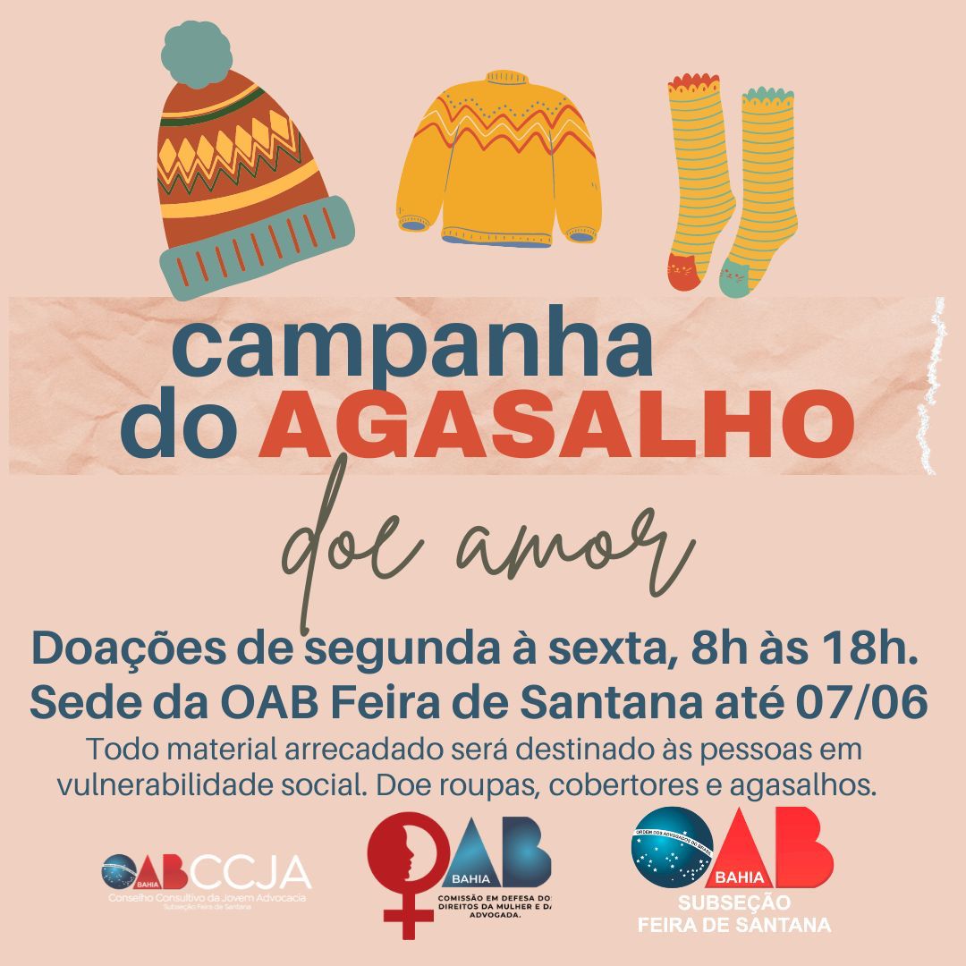 CCJA da OAB Feira realiza Campanha do Agasalho