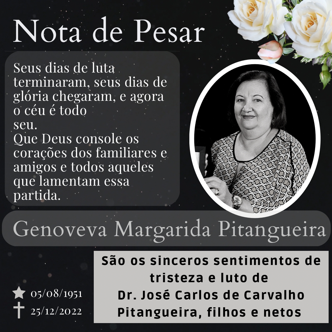 Morre Genoveva Margarida, esposa do Dr. Pitangueira, diretor do HGCA 