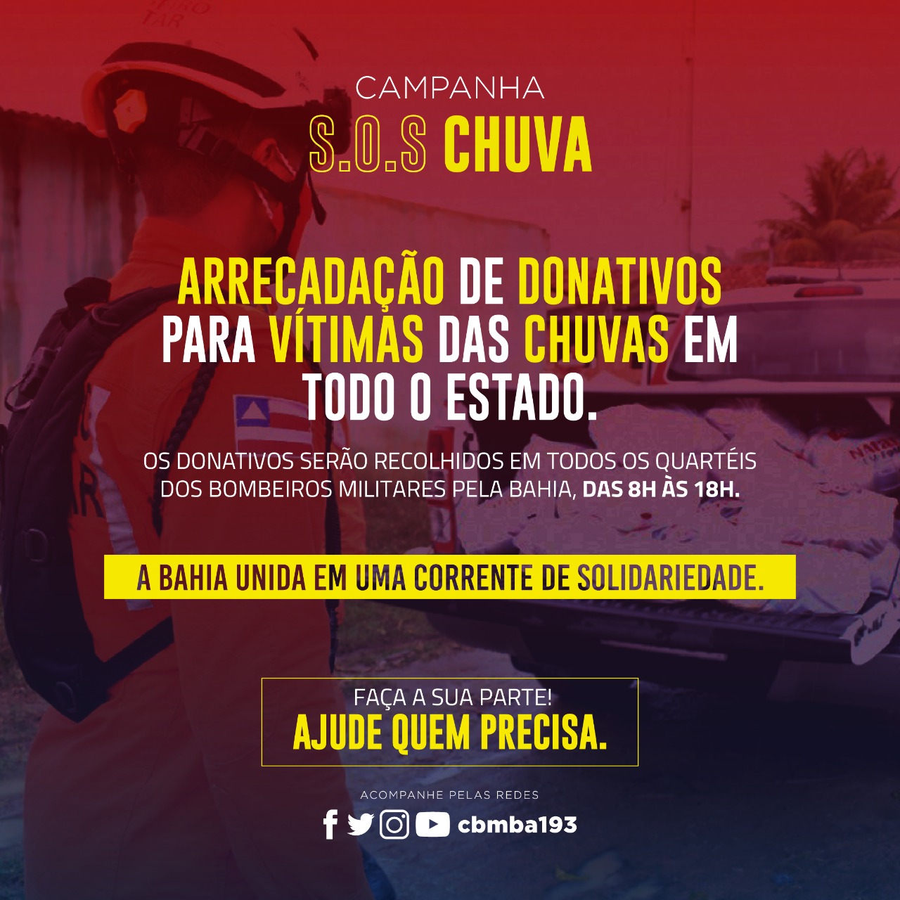 CBMBA inicia campanha para arrecadação de donativos para as vítimas da chuva