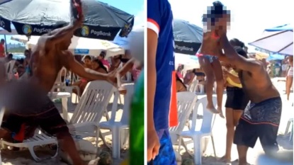 Pai que foi filmado agredindo as filhas em praia presta depoimento em Feira de Santana