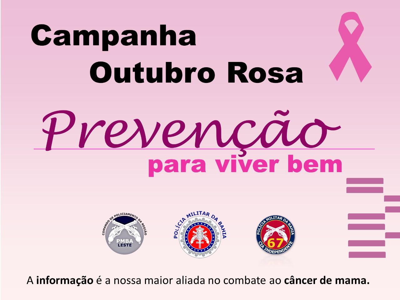 67ª CIPM realizará ação educativa relativa ao Outubro Rosa nesta sexta-feira em São Gonçalo dos Campos