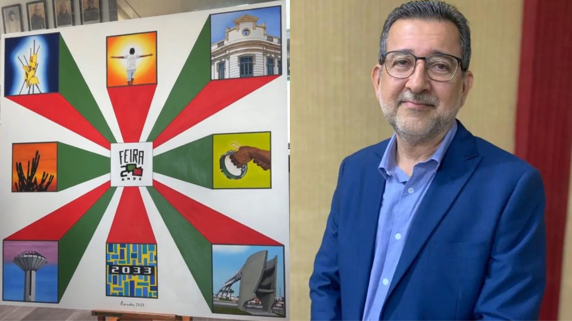 Homenageando cultura feirense, artista plástico cria quadro em alusão ao Feira 200 anos