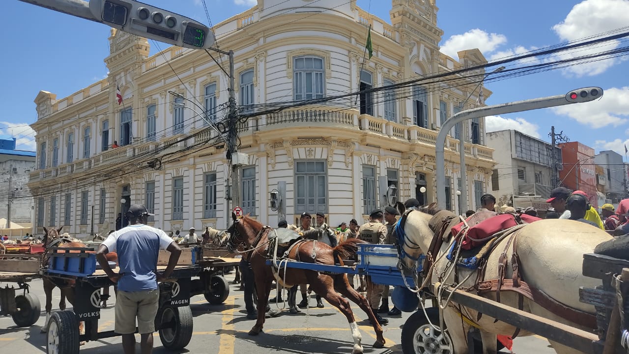 Carroceiros realizam protesto em Feira de Santana