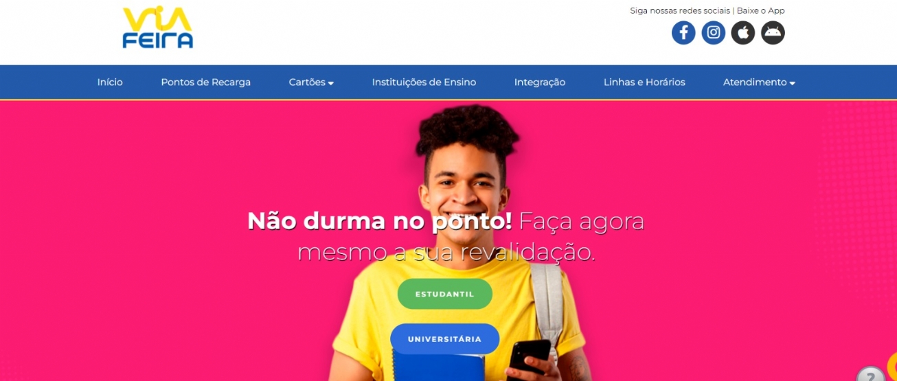 Estudantes devem revalidar o cartão Via Feira até 31 de março