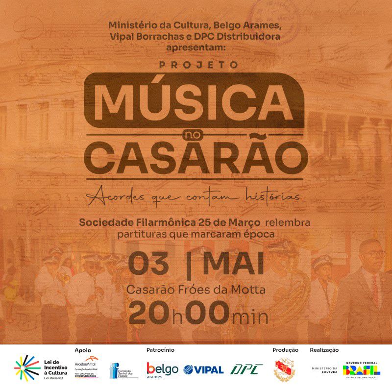 Música no Casarão: Projeto resgata partituras históricas da Filarmônica 25 de Março