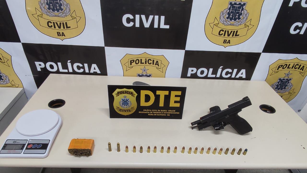 Polícia Civil prende suspeito por tráfico de drogas e porte ilegal de arma em Feira de Santana