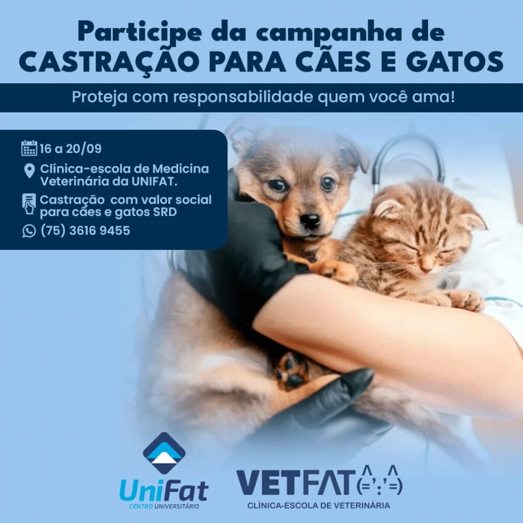 Clínica Escola de Medicina Veterinária da UNIFAT realiza campanha de vacinação e castração para pets