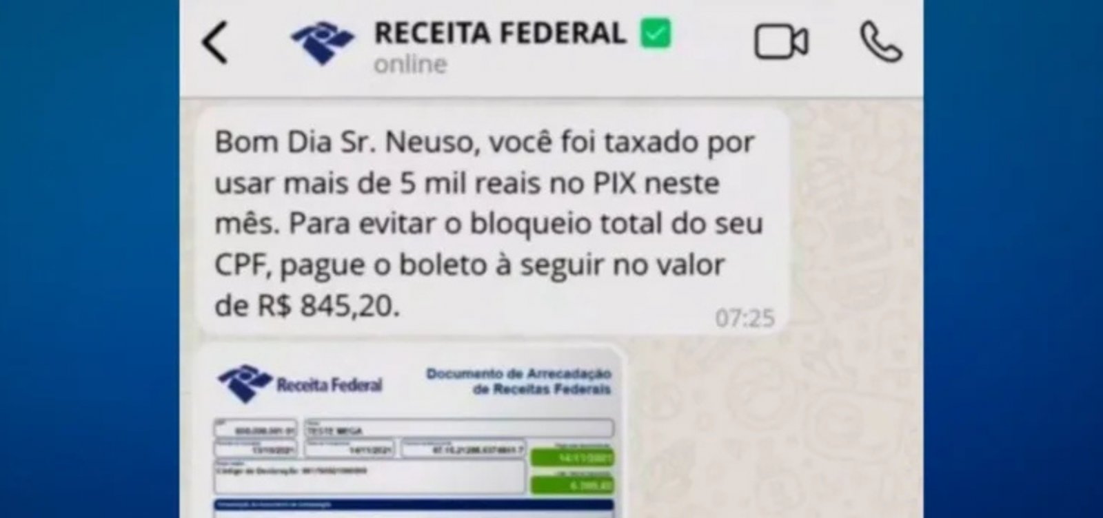 Receita Federal alerta para golpes com taxa falsa sobre Pix