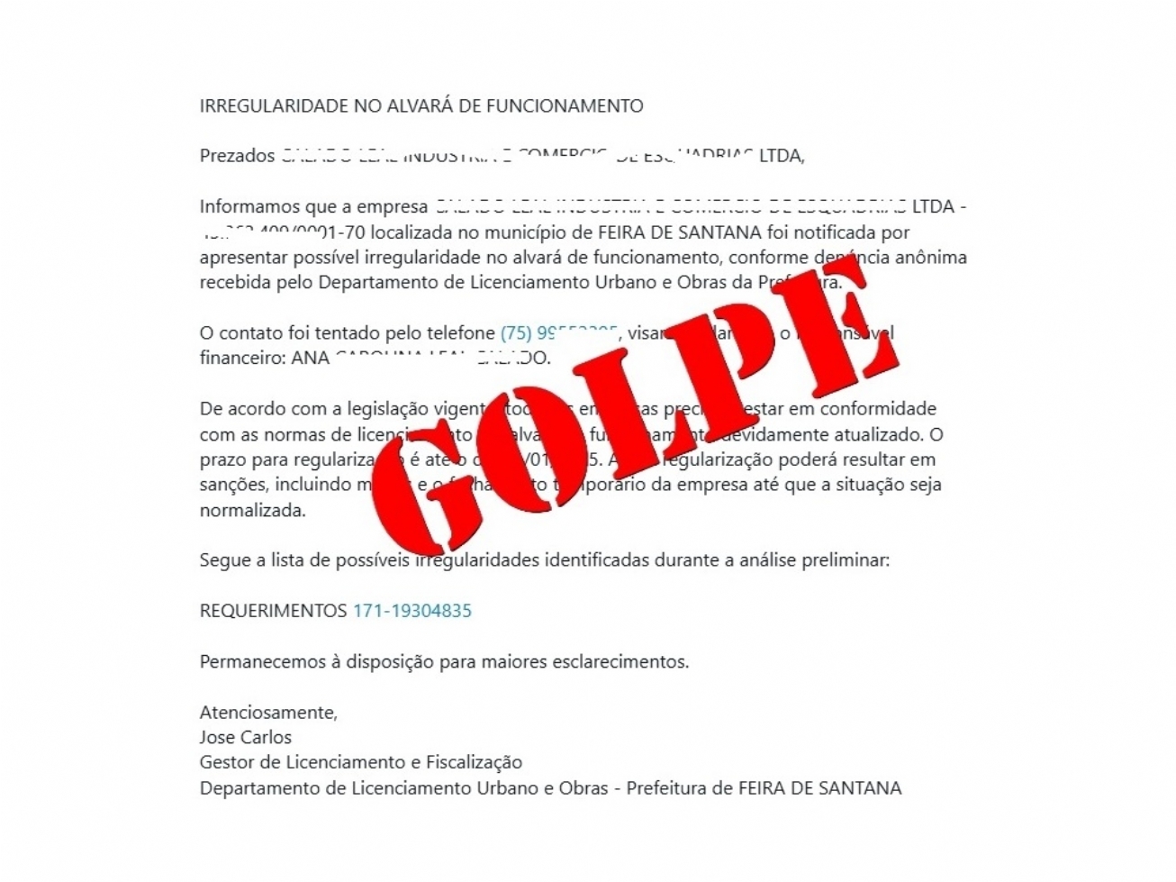 Golpistas tentam usar Sedur para obter informações de empresas