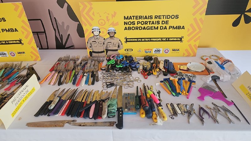 PM retém 301 objetos proibidos no 1º dia de carnaval