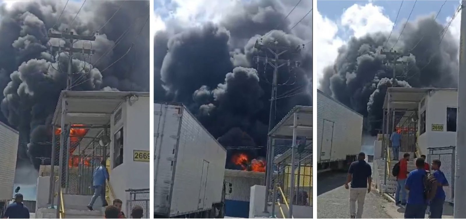 Galpão é atingido por incêndio de grandes proporções em Simões Filho