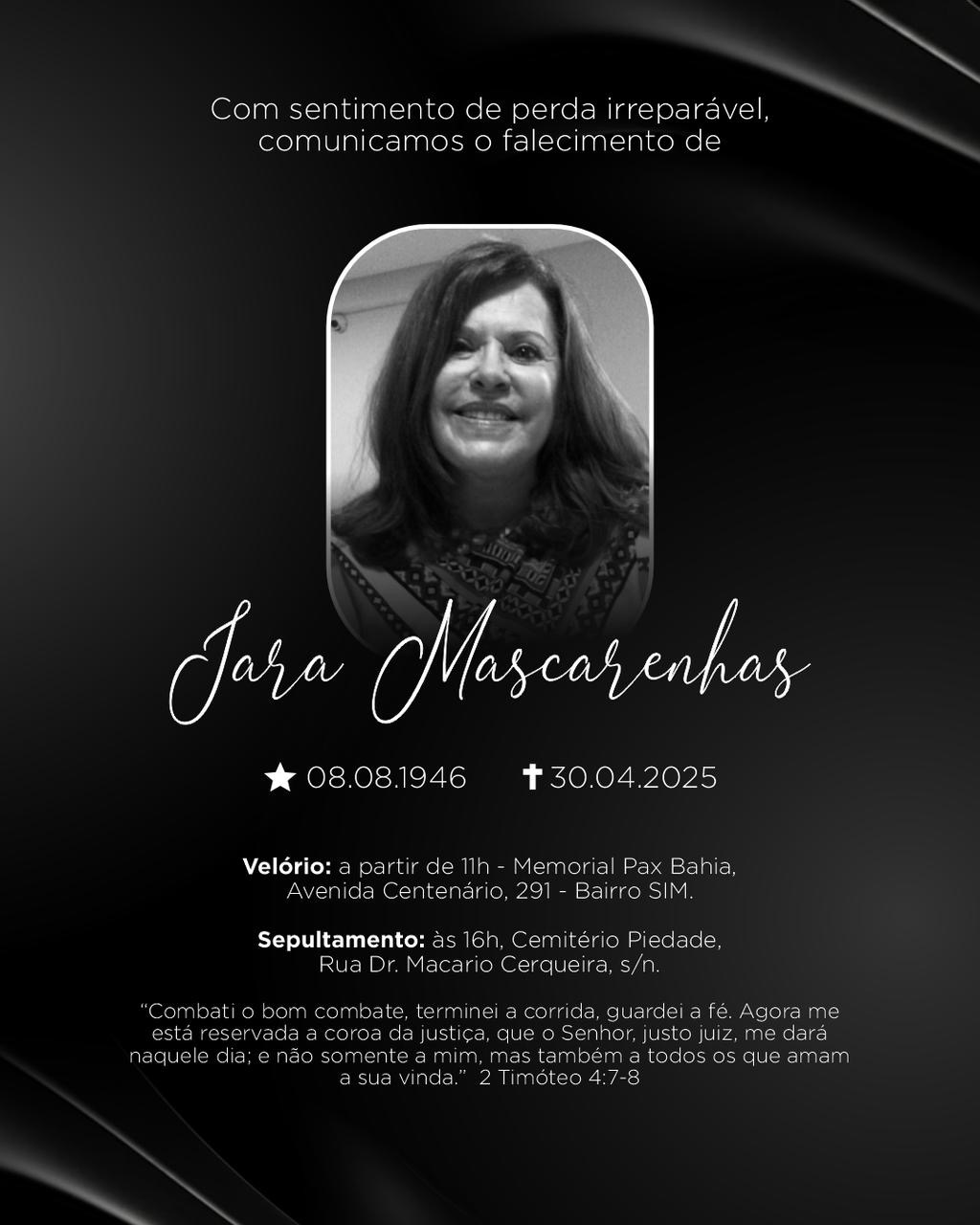 Morre Iara Mascarenhas, mãe do publicitário André Mascarenhas, aos 79 anos