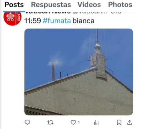 Perfil do Vaticano se confunde, posta ‘fumaça branca’ e depois apaga