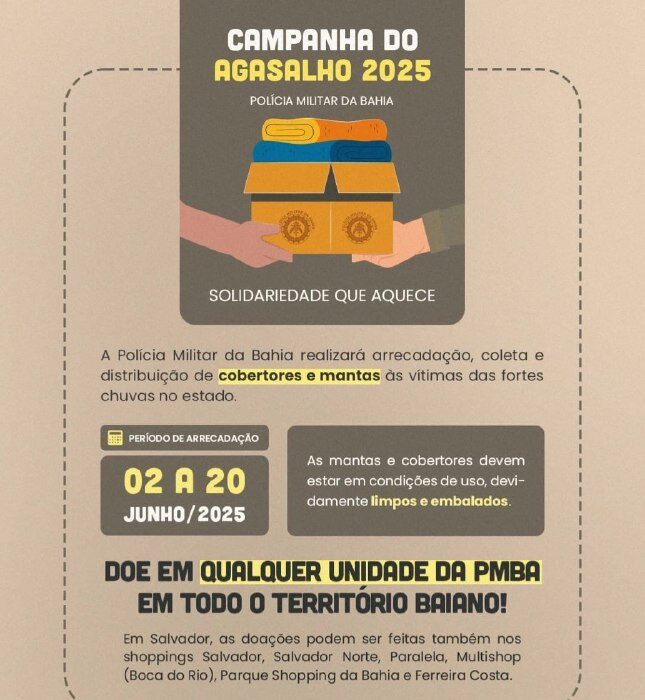 Campanha do Agasalho amplia as ações de proteção da PM em toda a Bahia
