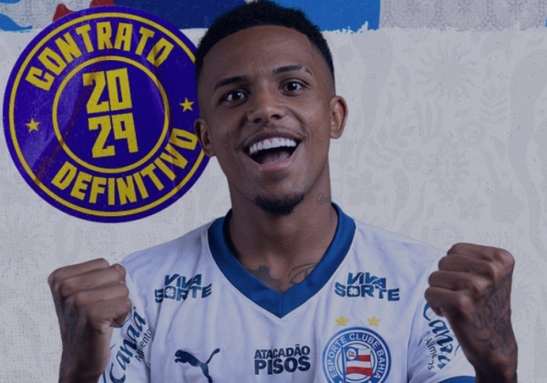 Ele fica! Bahia acerta a contratação em definitivo do atacante Kayky até 2029