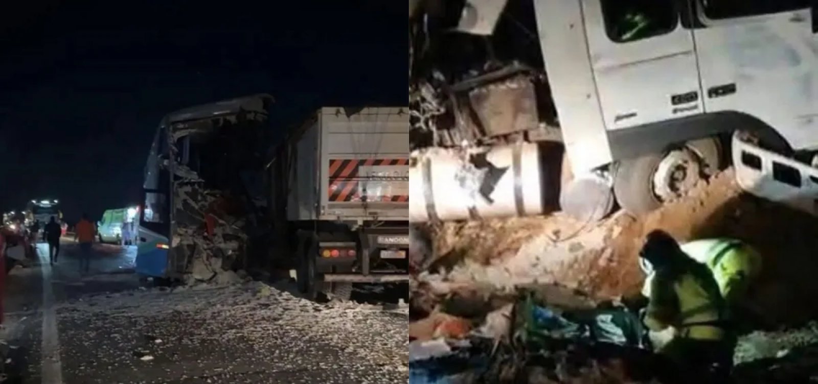Acidente entre carreta e ônibus na BR-163 mata 11 pessoas e deixa 46 feridos em MT