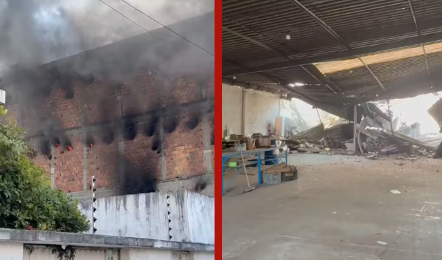 Prédio desaba após incêndio no Recôncavo baiano