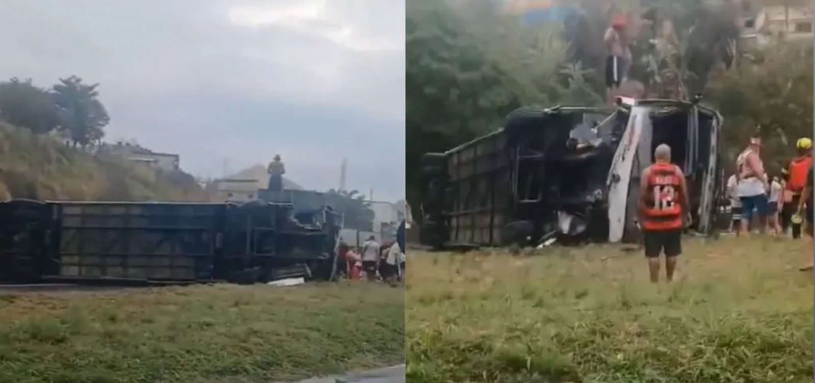 Ônibus com torcedores do Flamengo tomba e deixa 16 feridos no Rio de Janeiro