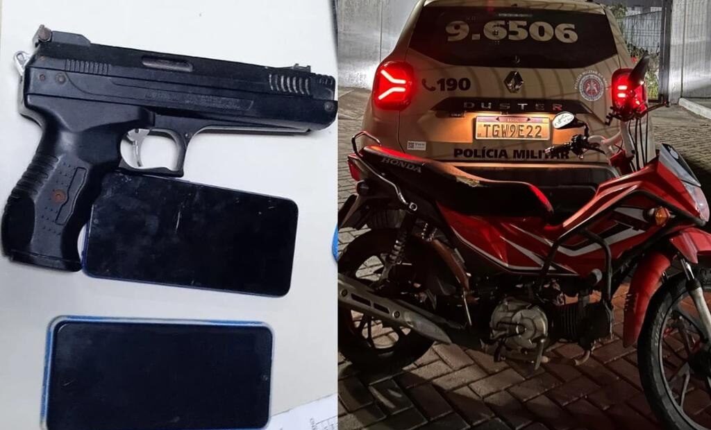 Adolescentes são apreendidos com moto roubada e simulacro após perseguição da PM em Feira de Santana